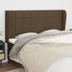 Tăblie de pat cu aripioare maro închis 203x23x118/128 cm textil GartenMobel Dekor