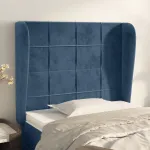 Tăblie pat cu aripioare albastru închis 83x23x118/128cm catifea GartenMobel Dekor