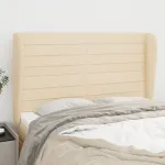 Tăblie de pat cu aripioare, crem, 147x23x118/128 cm, textil GartenMobel Dekor