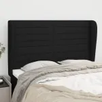 Tăblie de pat cu aripioare, negru, 147x23x118/128 cm, textil GartenMobel Dekor