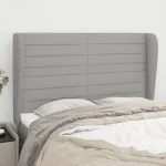 Tăblie de pat cu aripioare gri deschis 147x23x118/128 cm textil GartenMobel Dekor