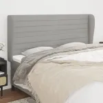 Tăblie de pat cu aripioare gri deschis 183x23x118/128 cm textil GartenMobel Dekor