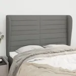 Tăblie de pat cu aripioare gri închis 147x23x118/128 cm textil GartenMobel Dekor