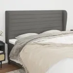 Tăblie de pat cu aripioare gri închis 163x23x118/128 cm textil GartenMobel Dekor