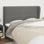 Tăblie de pat cu aripioare gri închis 183x23x118/128 cm textil GartenMobel Dekor