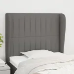 Tăblie de pat cu aripioare gri închis 83x23x118/128 cm textil GartenMobel Dekor