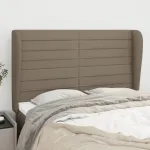 Tăblie de pat cu aripioare gri taupe 147x23x118/128 cm textil GartenMobel Dekor