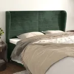 Tăblie pat cu aripioare verde închis 183x23x118/128 cm catifea GartenMobel Dekor