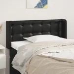 Tăblie de pat cu aripioare negru 103x16x78/88cm piele ecologică GartenMobel Dekor