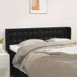 Tăblie de pat cu aripioare negru 147x16x78/88cm piele ecologică GartenMobel Dekor
