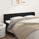 Tăblie de pat cu aripioare negru 163x16x78/88cm piele ecologică GartenMobel Dekor