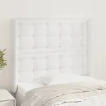 Tăblie de pat cu aripioare, alb, 103x16x118/128 cm, piele eco GartenMobel Dekor