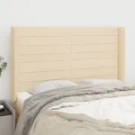 Tăblie de pat cu aripioare, crem, 147x16x118/128 cm, textil GartenMobel Dekor