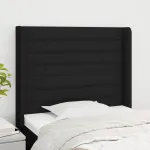 Tăblie de pat cu aripioare, negru, 83x16x118/128 cm, textil GartenMobel Dekor