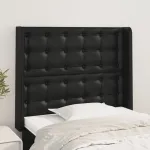 Tăblie de pat cu aripioare, negru, 93x16x118/128 cm, piele eco GartenMobel Dekor