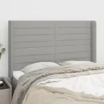 Tăblie de pat cu aripioare gri deschis 147x16x118/128 cm textil GartenMobel Dekor