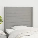 Tăblie de pat cu aripioare gri deschis 93x16x118/128 cm textil GartenMobel Dekor