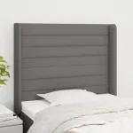 Tăblie de pat cu aripioare gri închis 83x16x118/128 cm textil GartenMobel Dekor