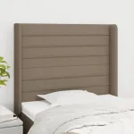 Tăblie de pat cu aripioare gri taupe 103x16x118/128 cm textil GartenMobel Dekor