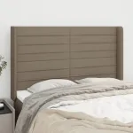 Tăblie de pat cu aripioare gri taupe 147x16x118/128 cm textil GartenMobel Dekor