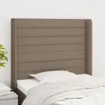 Tăblie de pat cu aripioare gri taupe 83x16x118/128 cm textil GartenMobel Dekor