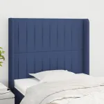 Tăblie de pat cu aripioare, albastru, 103x16x118/128 cm, textil GartenMobel Dekor