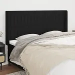Tăblie de pat cu aripioare, negru, 203x16x118/128 cm, textil GartenMobel Dekor
