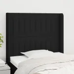 Tăblie de pat cu aripioare, negru, 93x16x118/128 cm, textil GartenMobel Dekor