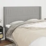 Tăblie de pat cu aripioare gri deschis 183x16x118/128 cm textil GartenMobel Dekor