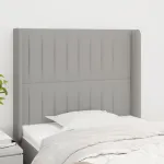 Tăblie de pat cu aripioare gri deschis 93x16x118/128 cm textil GartenMobel Dekor