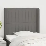 Tăblie de pat cu aripioare gri închis 83x16x118/128 cm textil GartenMobel Dekor