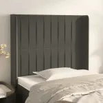 Tăblie de pat cu aripioare gri închis 93x16x118/128 cm catifea GartenMobel Dekor