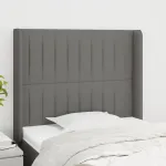 Tăblie de pat cu aripioare gri închis 93x16x118/128 cm textil GartenMobel Dekor