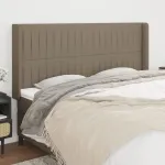 Tăblie de pat cu aripioare gri taupe 203x16x118/128 cm textil GartenMobel Dekor