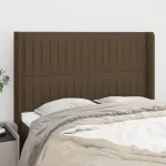 Tăblie de pat cu aripioare maro închis 147x16x118/128 cm textil GartenMobel Dekor