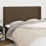 Tăblie de pat cu aripioare maro închis 163x16x118/128 cm textil GartenMobel Dekor