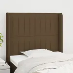 Tăblie de pat cu aripioare maro închis 93x16x118/128 cm textil GartenMobel Dekor