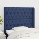 Tăblie de pat cu aripioare, albastru, 103x16x118/128 cm, textil GartenMobel Dekor