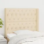 Tăblie de pat cu aripioare, crem, 103x16x118/128 cm, textil GartenMobel Dekor
