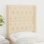 Tăblie de pat cu aripioare, crem, 83x16x118/128 cm, textil GartenMobel Dekor