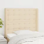 Tăblie de pat cu aripioare, crem, 83x16x118/128 cm, textil GartenMobel Dekor
