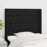 Tăblie de pat cu aripioare, negru, 103x16x118/128 cm, textil GartenMobel Dekor