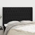 Tăblie de pat cu aripioare, negru, 147x16x118/128 cm, textil  GartenMobel Dekor