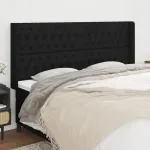 Tăblie de pat cu aripioare, negru, 203x16x118/128 cm, textil GartenMobel Dekor