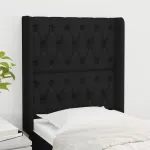 Tăblie de pat cu aripioare, negru, 83x16x118/128 cm, textil GartenMobel Dekor