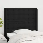 Tăblie de pat cu aripioare, negru, 83x16x118/128 cm, textil GartenMobel Dekor