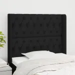 Tăblie de pat cu aripioare, negru, 93x16x118/128 cm, textil GartenMobel Dekor