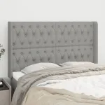 Tăblie de pat cu aripioare gri deschis 163x16x118/128 cm textil GartenMobel Dekor