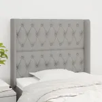 Tăblie de pat cu aripioare gri deschis 93x16x118/128 cm textil GartenMobel Dekor