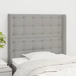 Tăblie de pat cu aripioare gri deschis 93x16x118/128 cm textil GartenMobel Dekor